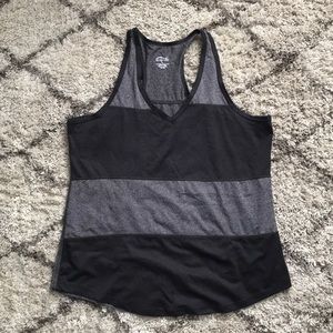 SPORT ESSENTIALS: Gray charcoal striped ra…